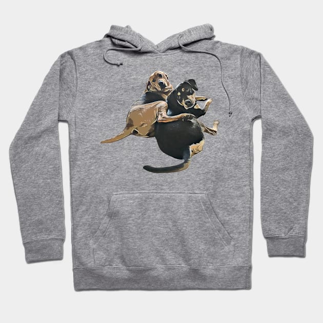 2 Dogs Chilling and hugging Together Hoodie by kamdesigns